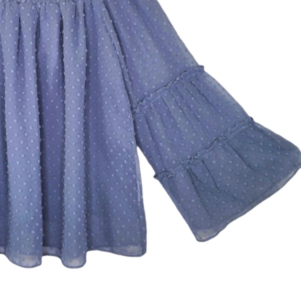 NWT LA Miel blue off the shoulder swiss dot blouse - Picture 3 of 12